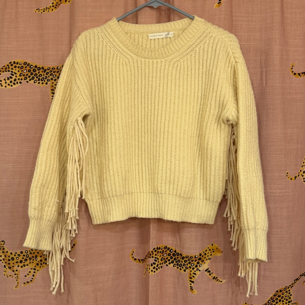 Altar’d State Cream Sweater with Fringe - Picture 6 of 10
